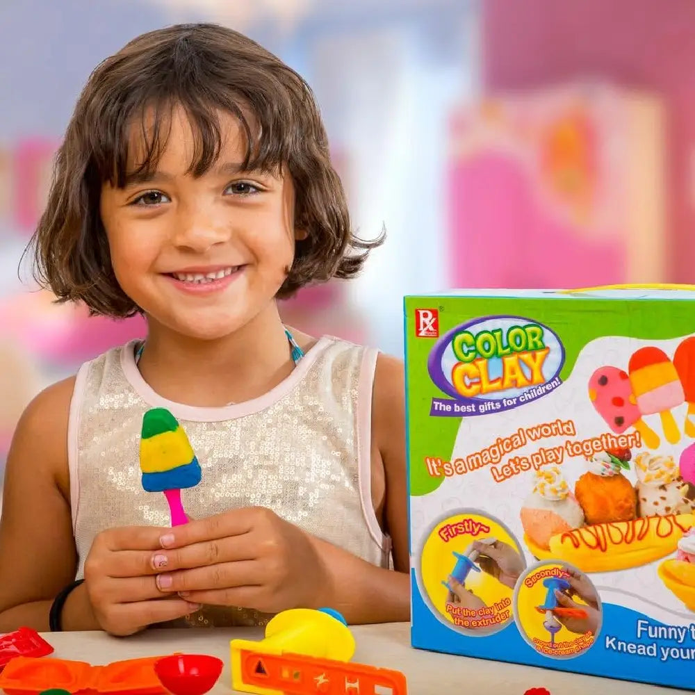 Play Baby Toys DIY Super Soft Clay Collection, Fast Food Series - Ice Cream Set - Create Yummy Frozen Treats thumbnail
