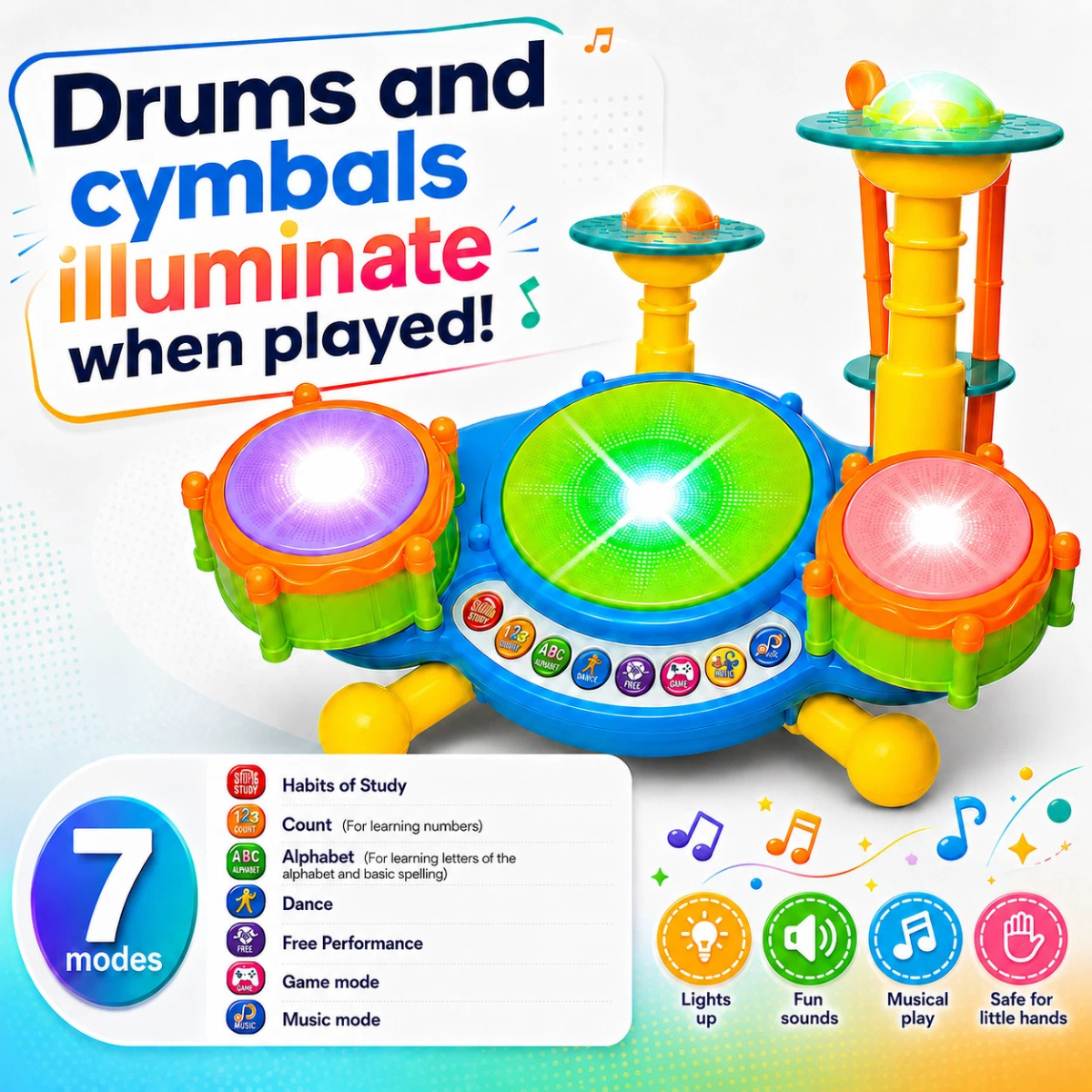 Play Baby Toddler Jazz Drum Set Kids Musical Electronic thumbnail