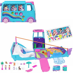 Polly Pocket Pet Mobile Adventure Playset with Micro Dolls & Transforming Camper Van, Pets & Toy Car