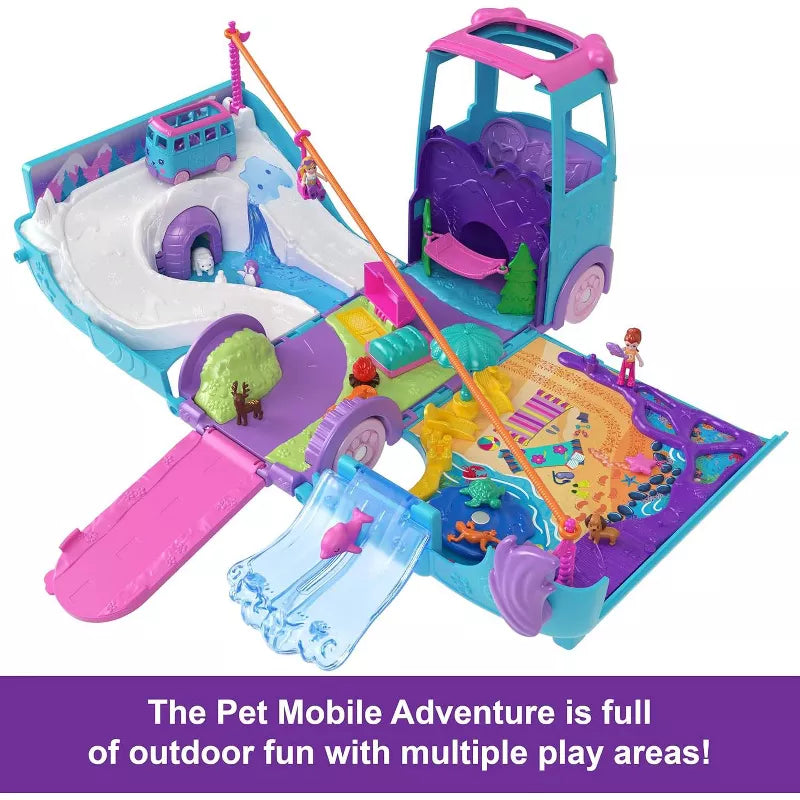 Polly Pocket Pet Mobile Adventure Playset with Micro Dolls & Transforming Camper Van, Pets & Toy Car thumbnail