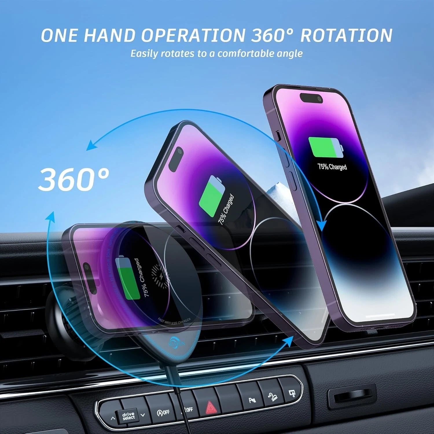 SOARUN 15W Mag-Safe Car Mount Charger – Magnetic Fast Wireless Car Charger for iPhone thumbnail