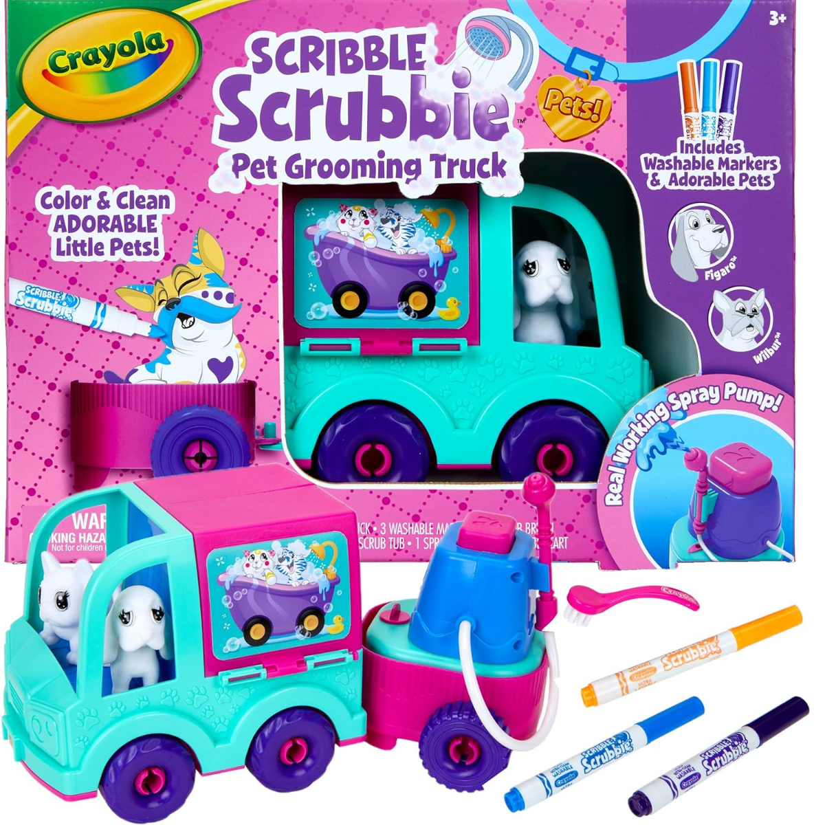 Crayola Scribble Scrubbie Pets Beauty Salon Washable Pet Grooming Playset with Color & Rinse Fun thumbnail