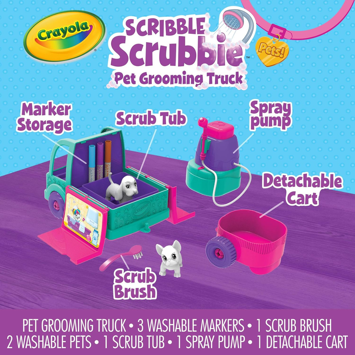 Crayola Scribble Scrubbie Pets Beauty Salon Washable Pet Grooming Playset with Color & Rinse Fun thumbnail
