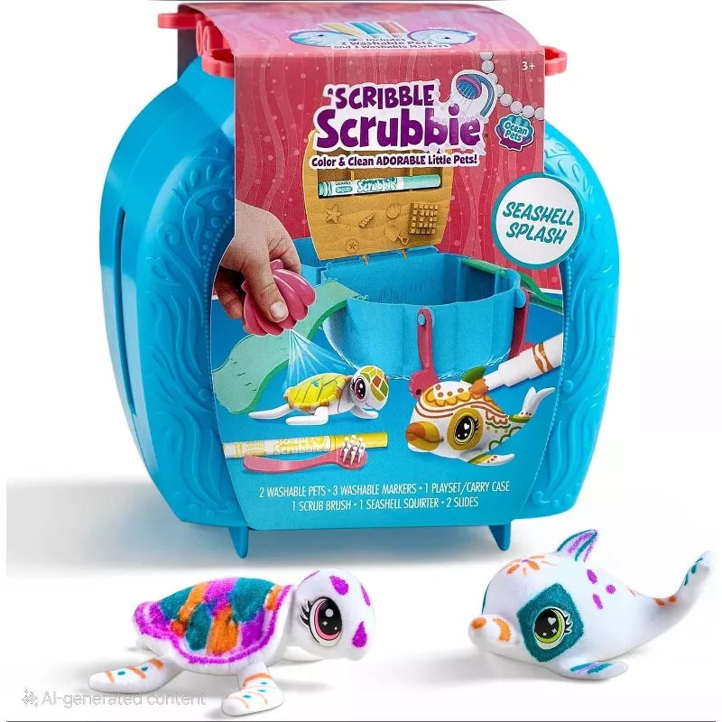 Scribble Scrubbie Pets, Ocean Animals Playset Color & Wash Creative Toy, Gift for Kids thumbnail