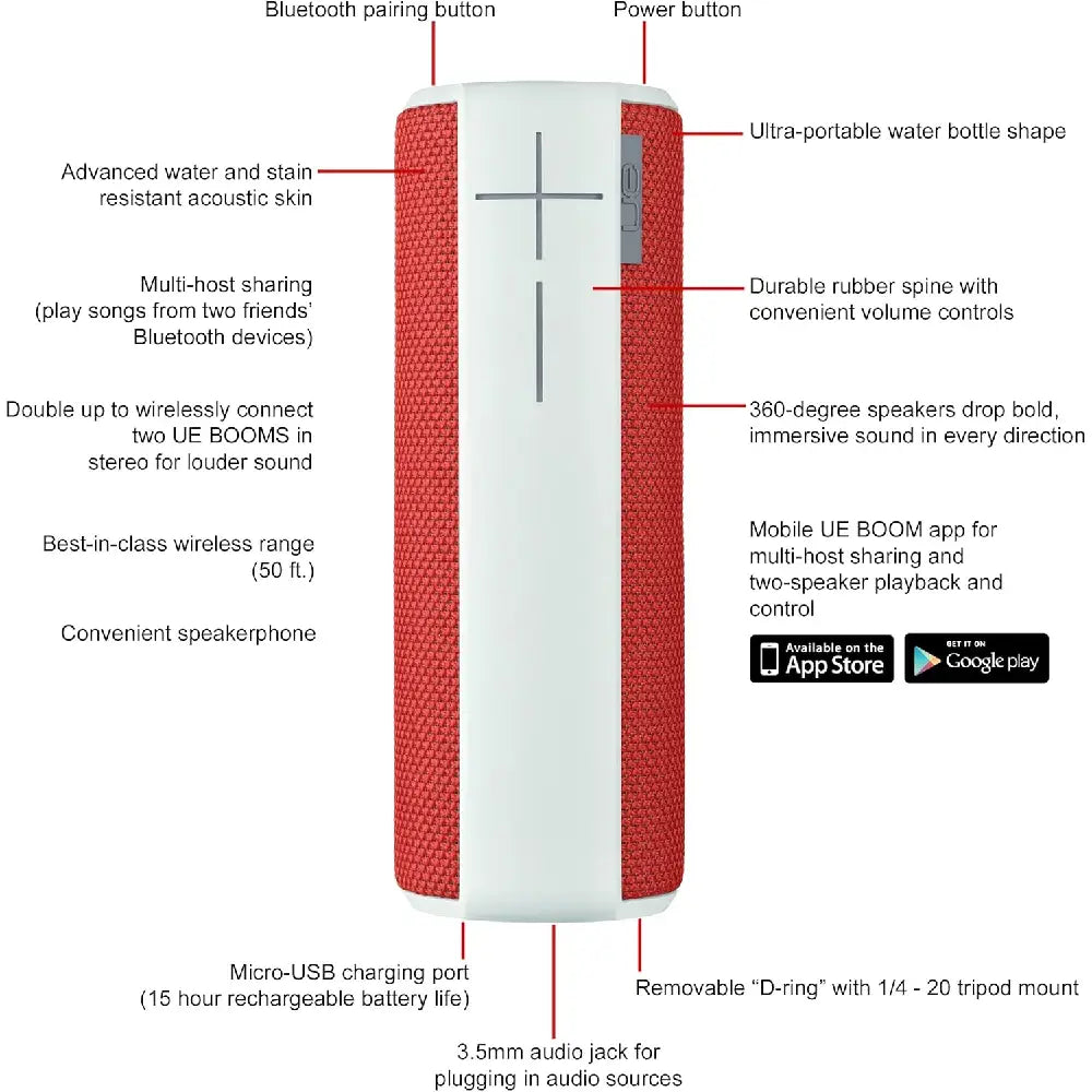 UE Boom Wireless Bluetooth Speaker - Red thumbnail