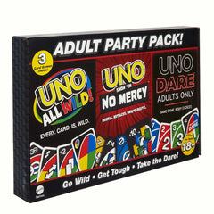 UNO All Wild, UNO Show ‘em No Mercy, UNO Dare Adults Only 3 Card Game Bundle