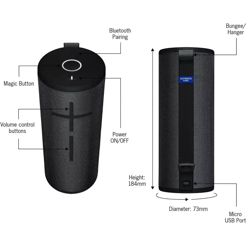 Ultimate Ears Boom 3 Wireless Speaker - Night Black 984-001348 thumbnail