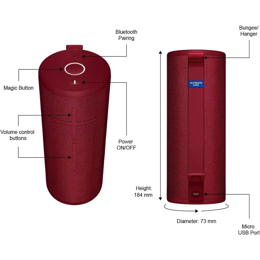 Ultimate Ears Boom 3 Wireless Speaker - Sunset Red 984-001352 thumbnail