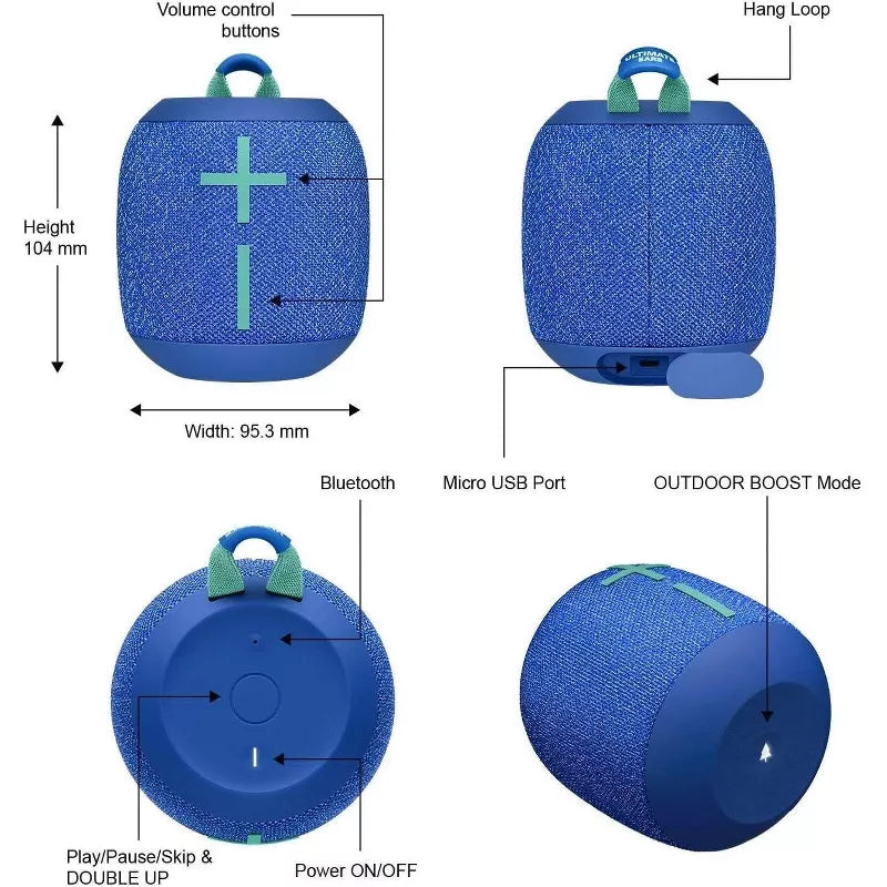 Ultimate Ears Wonderboom 2 Ultraportable Bluetooth Speaker - Bermuda Blue thumbnail