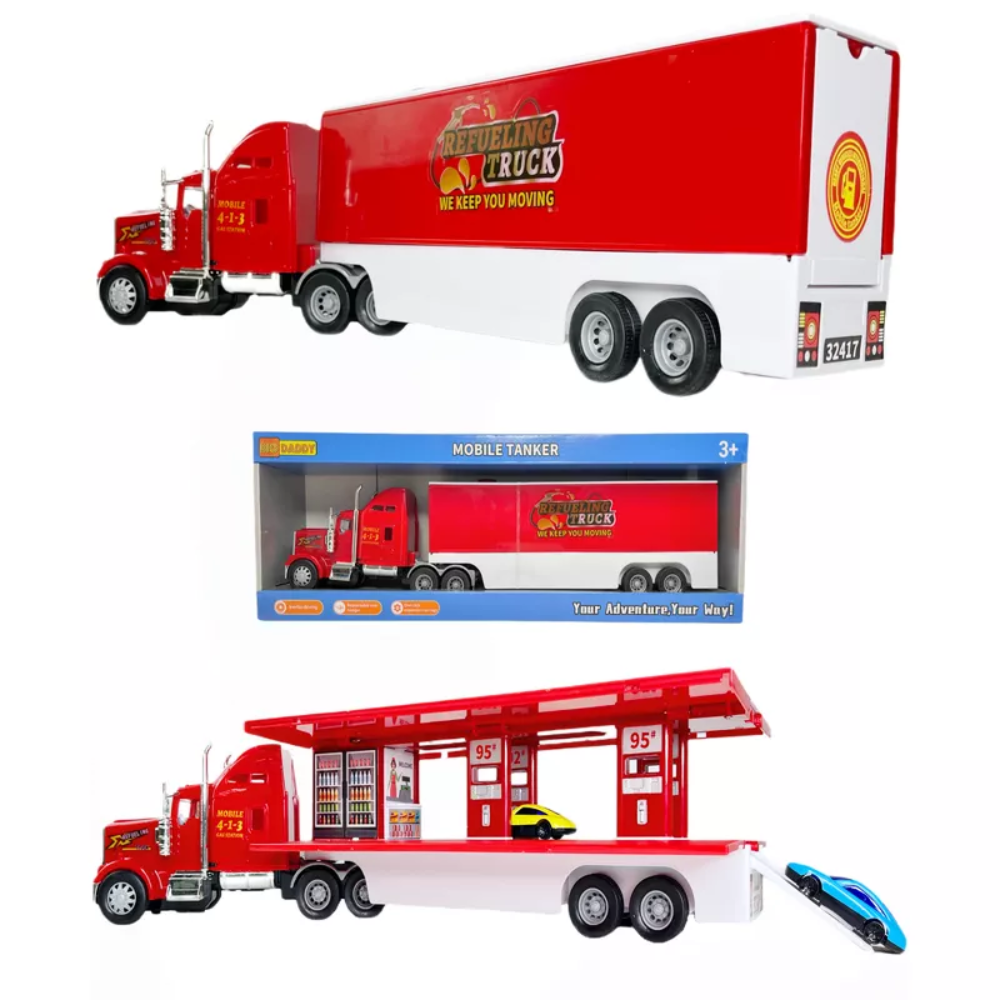 Big Daddy - Pop_Open Playset Gas Station Big Rig Semi Toy Truck & Mini Race Play Cars. Uncover the innovative pop-open design of the Big Daddy Big Rig Semi Toy Truck. BD-32417 thumbnail