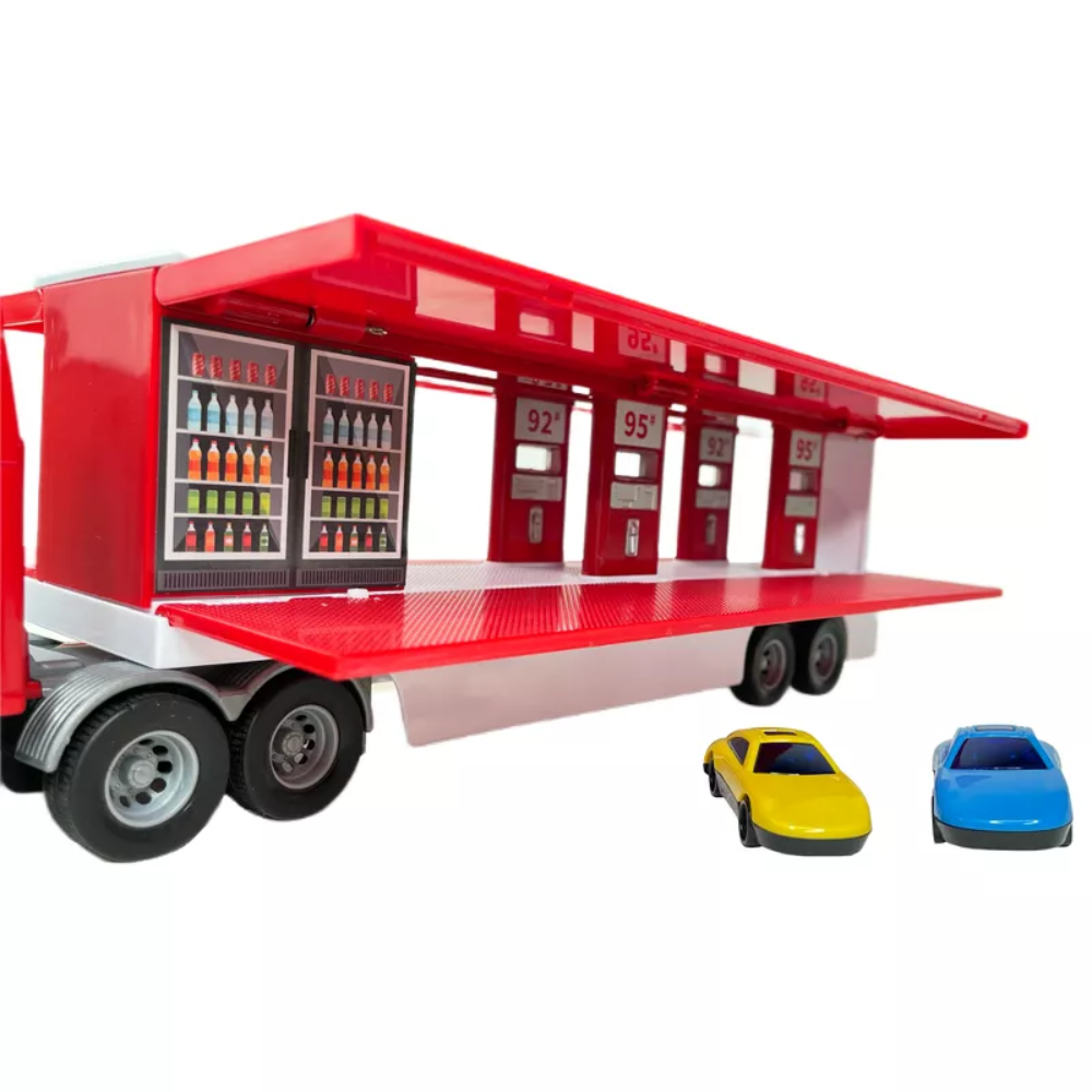 Big Daddy - Pop_Open Playset Gas Station Big Rig Semi Toy Truck & Mini Race Play Cars. Uncover the innovative pop-open design of the Big Daddy Big Rig Semi Toy Truck. BD-32417 thumbnail