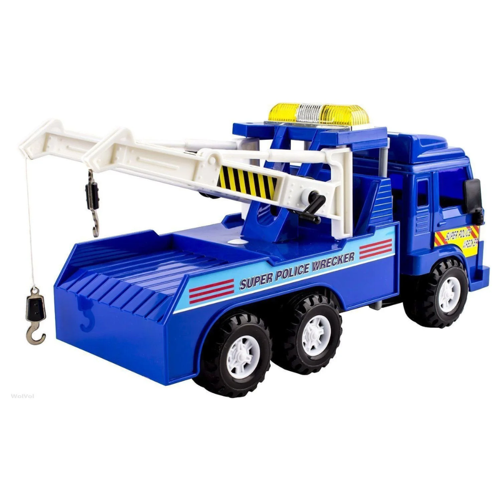 Big-Daddy Medium Duty Friction Powered Super Police Wrecker Tow Truck Blue. The Big-Daddy Let's Pretend Wrecker Tow Truck is the ultimate toy to fuel your child's imagination and bring creative play to life.  32815 thumbnail