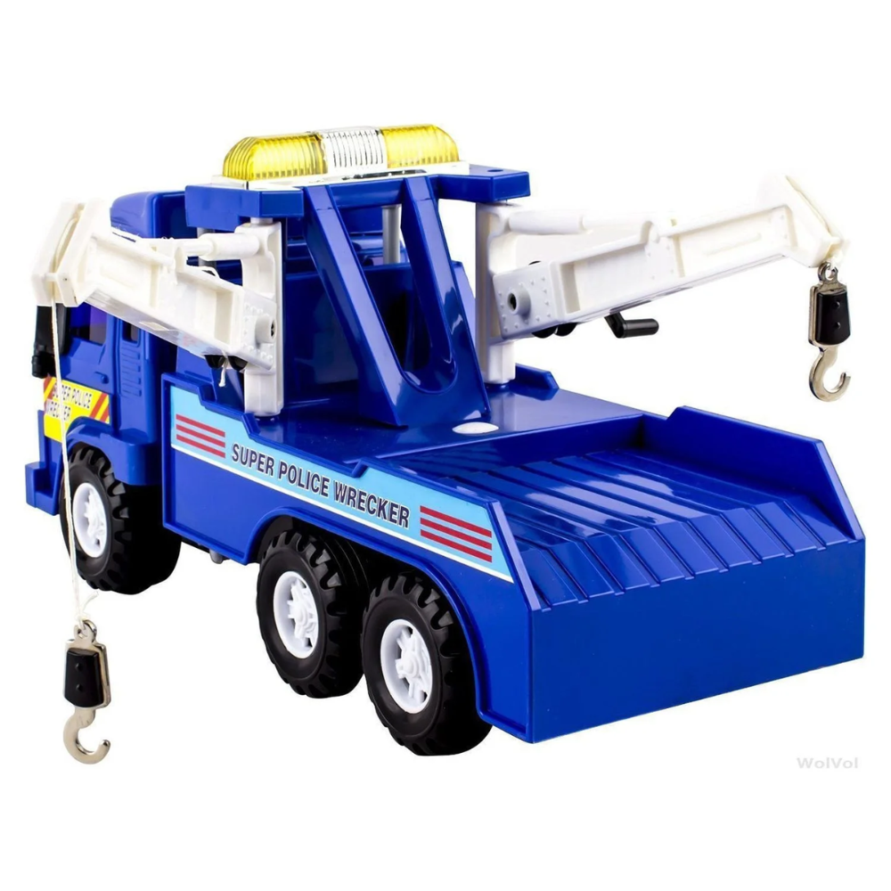 Big-Daddy Medium Duty Friction Powered Super Police Wrecker Tow Truck Blue. The Big-Daddy Let's Pretend Wrecker Tow Truck is the ultimate toy to fuel your child's imagination and bring creative play to life.  32815 thumbnail