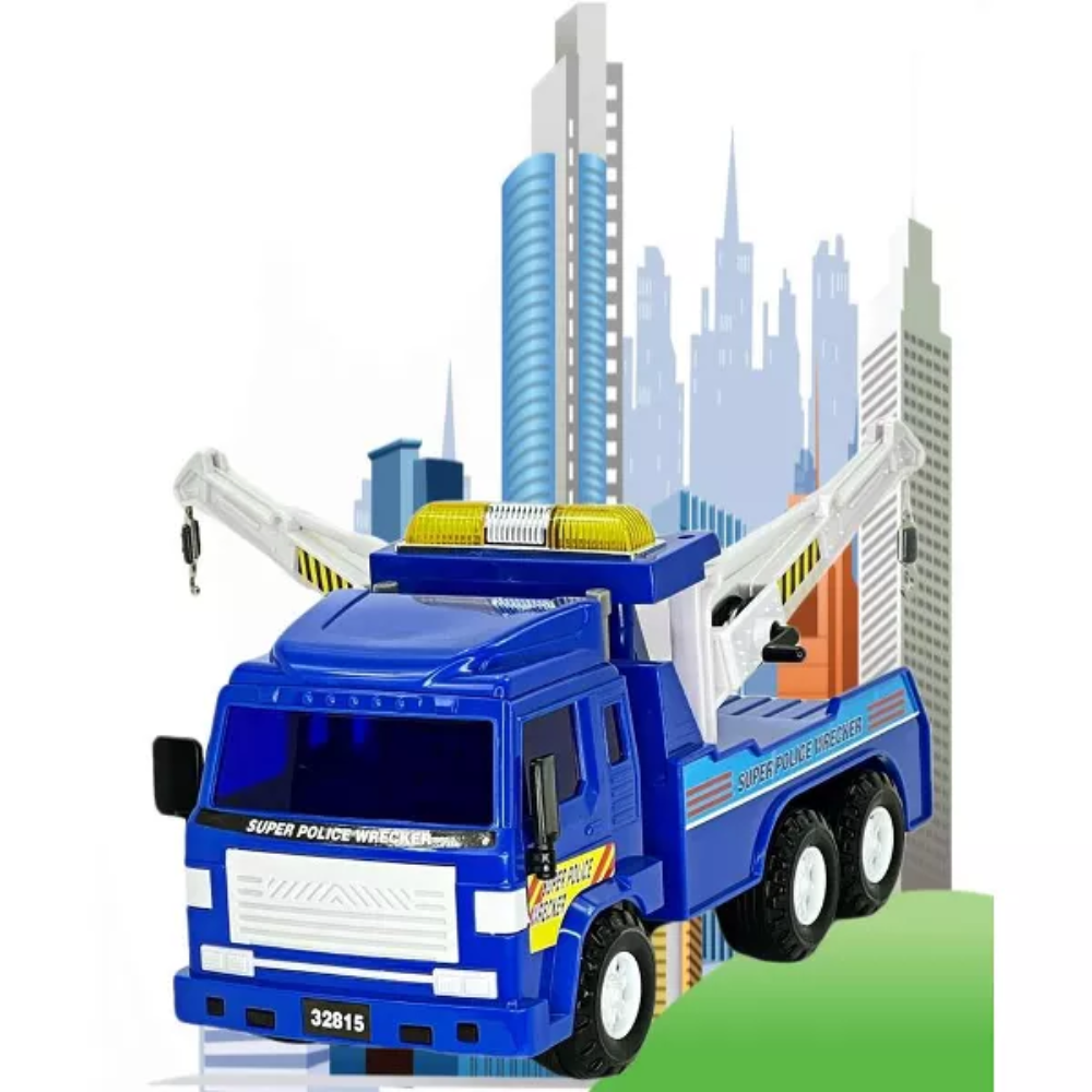 Big-Daddy Medium Duty Friction Powered Super Police Wrecker Tow Truck Blue. The Big-Daddy Let's Pretend Wrecker Tow Truck is the ultimate toy to fuel your child's imagination and bring creative play to life.  32815 thumbnail