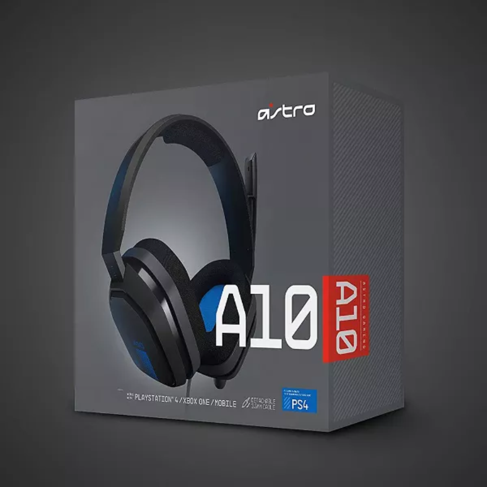 ASTRO Gaming A10 Wired Gaming Headset PlayStation  Black/Blue. Built to outlast your gaming sessions, the A10 Headset combines durable construction with extended comfort, allowing you to play longer without interruptions. 939-001509 thumbnail