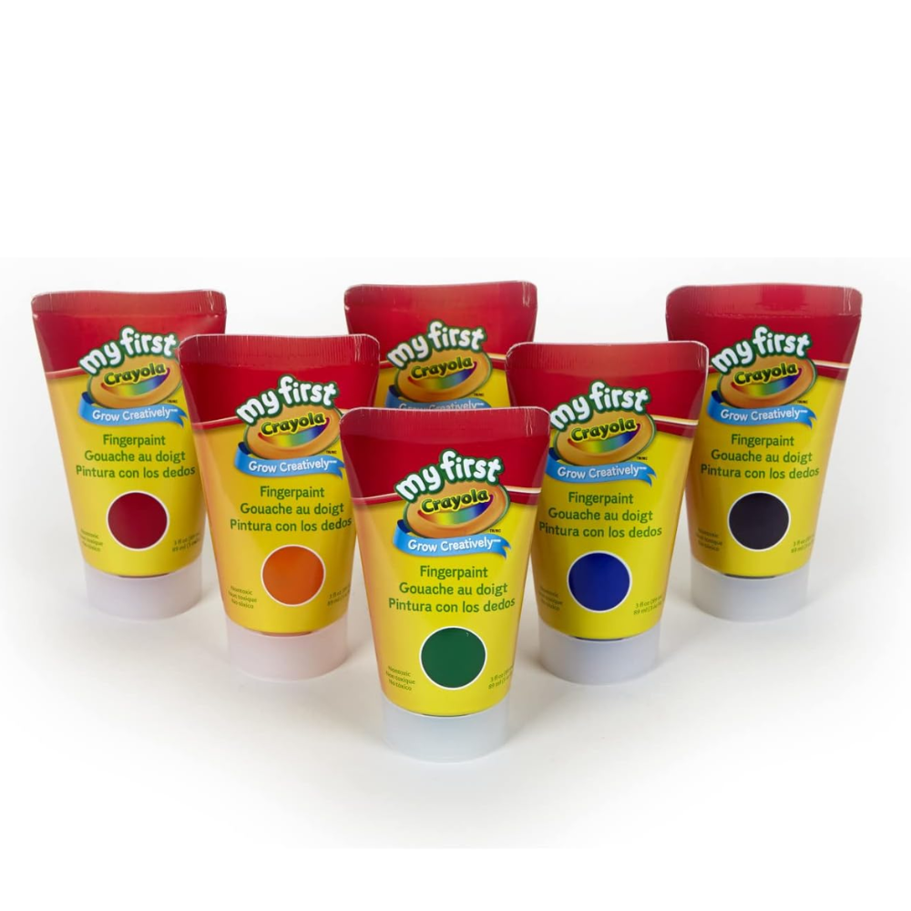 Crayola My First Crayola Fingerpaint Kit Art Tools 6 Different Colored Tubes Of Paint Washable Crayola. These washable paints are designed to rinse easily from skin and clothing, making cleanup simple and stress-free. 81-1429 thumbnail