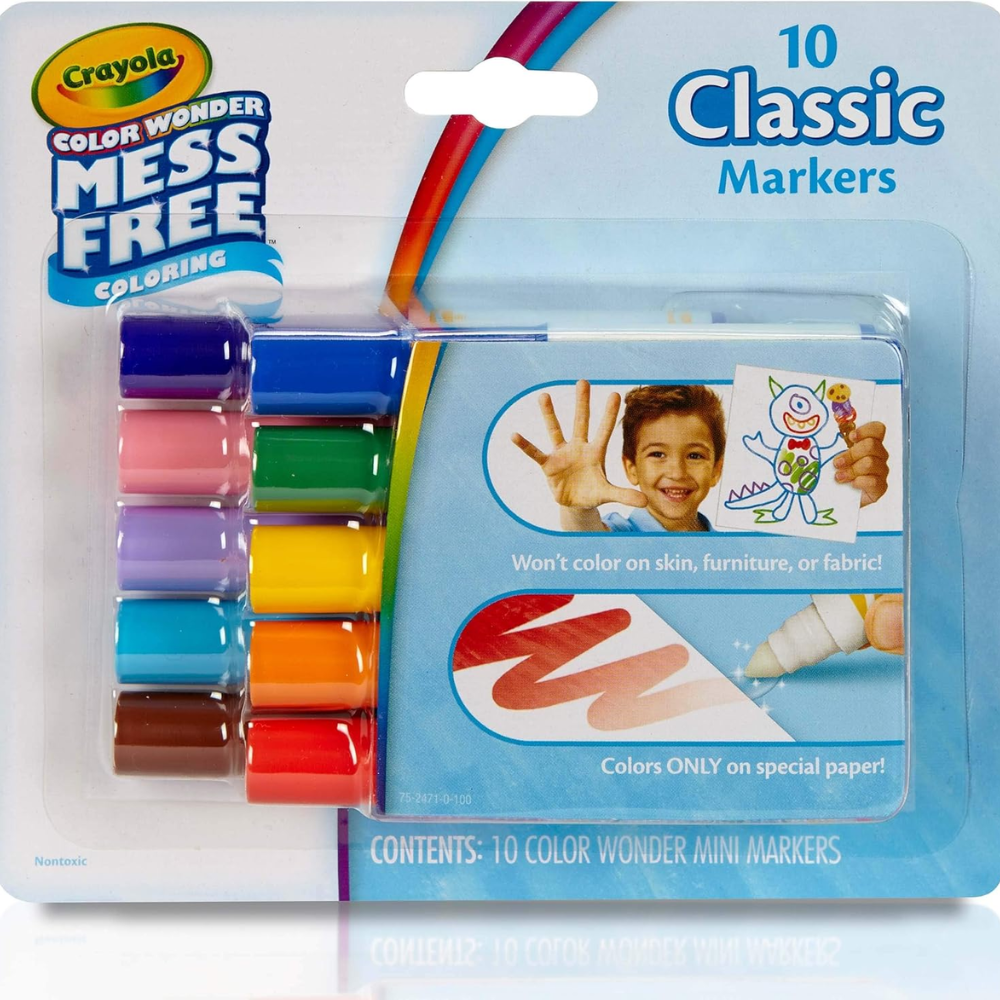 Crayola color wonder mess free coloring 10 classic markers 75-2471 thumbnail