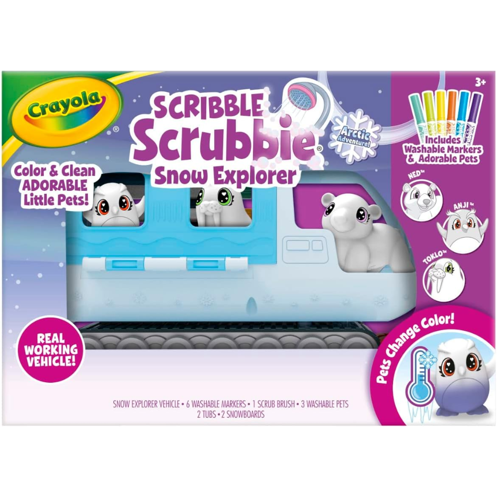 Crayola Scribble Scrubbie Pets Arctic Snow Explorer, Color & Wash Creative Toy. Watch as the pets change color when exposed to cold temperatures. Kids will love decorating and caring for these adorable animal toys. 74-7479 thumbnail