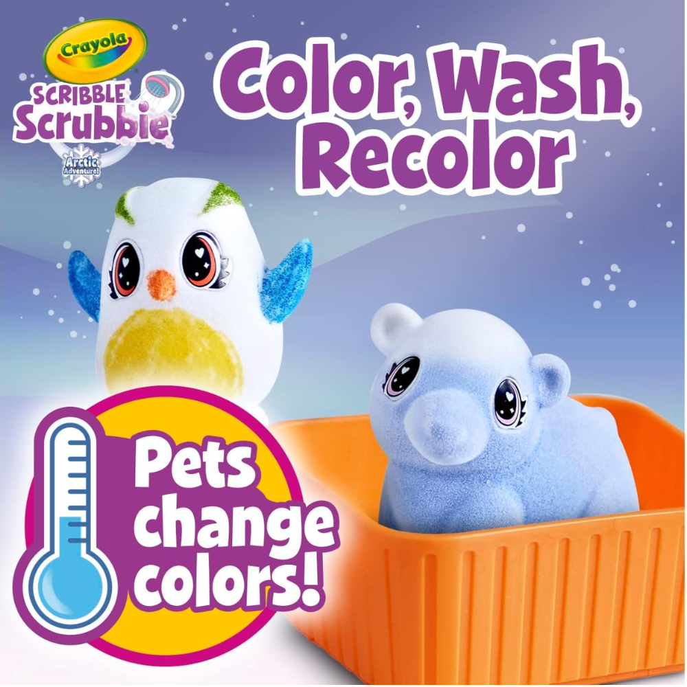 Crayola Scribble Scrubbie Pets Arctic Snow Explorer, Color & Wash Creative Toy. Watch as the pets change color when exposed to cold temperatures. Kids will love decorating and caring for these adorable animal toys. 74-7479 thumbnail