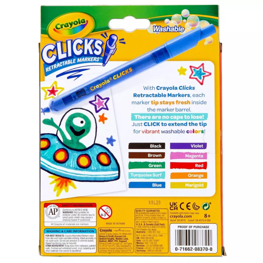 Crayola Clicks Retractable Tip Markers 10ct 58-8370 thumbnail
