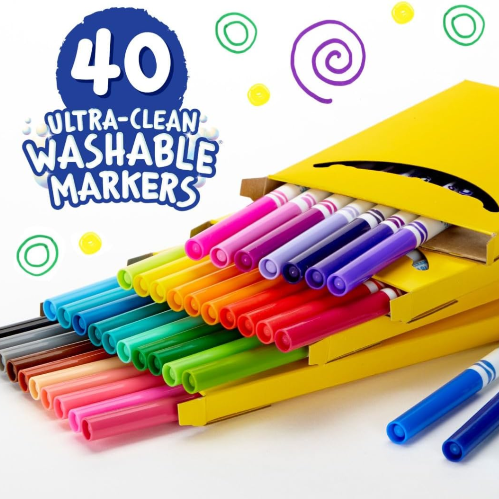 Crayola Ultra-Clean Fine Line Markers Art Tools 40 Colours Bright Washable Crafted with a fine point, these markers are perfect for precise coloring, allowing children to develop their artistic skills while bringing intricate designs to life. 58-7861 thumbnail