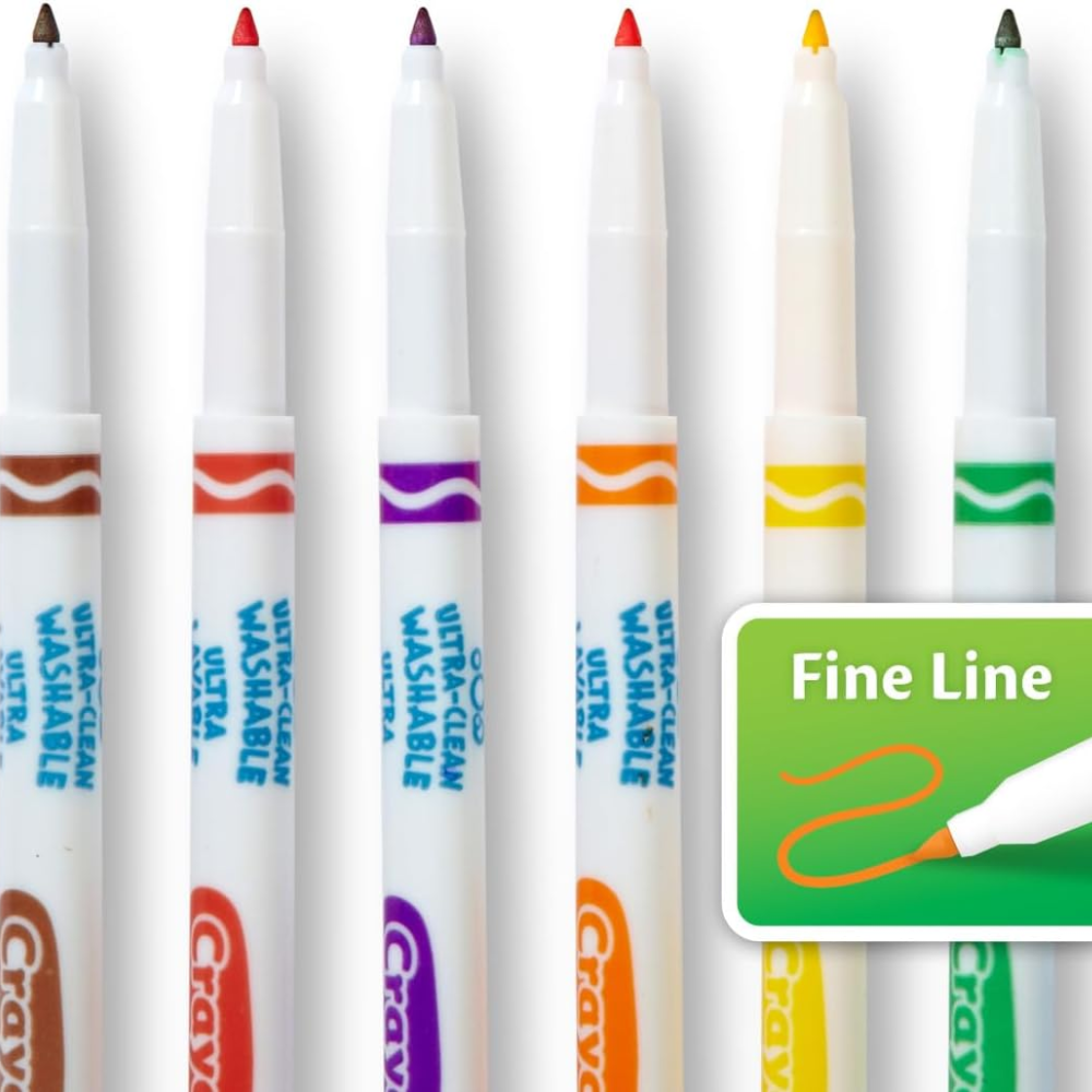 Crayola Ultra-Clean Fine Line Markers Art Tools 40 Colours Bright Washable Crafted with a fine point, these markers are perfect for precise coloring, allowing children to develop their artistic skills while bringing intricate designs to life. 58-7861 thumbnail