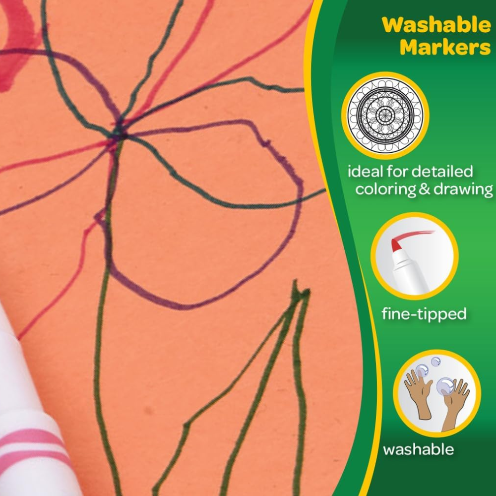 Crayola Ultra-Clean Fine Line Markers Art Tools 40 Colours Bright Washable Crafted with a fine point, these markers are perfect for precise coloring, allowing children to develop their artistic skills while bringing intricate designs to life. 58-7861 thumbnail
