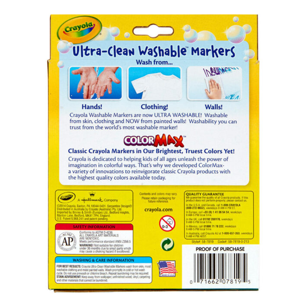 Crayola 8 Count Washable Bright Markers 58-7819 thumbnail