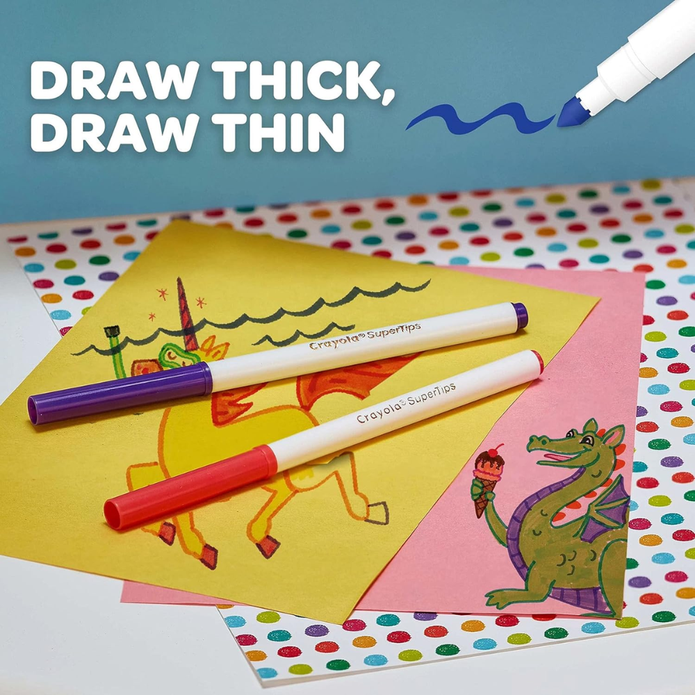 CRAYOLA Super Tips Washable Markers 80 Count Includes Scented Markers. Ignite your child's imagination with Crayola SuperTips Washable Markers, the ultimate art supplies for kids who love to color and create.58-5880 thumbnail