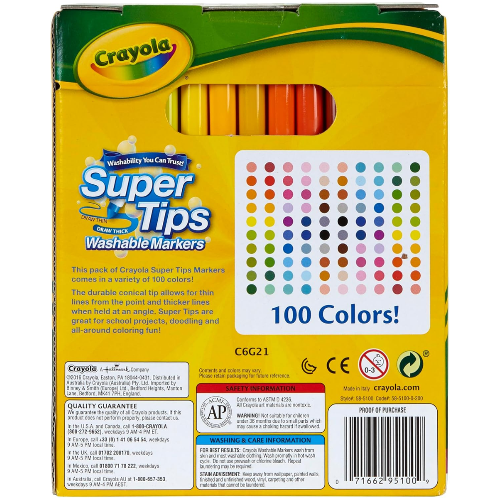 Crayola Super Tips Marker Set 100ct 58-5100 thumbnail