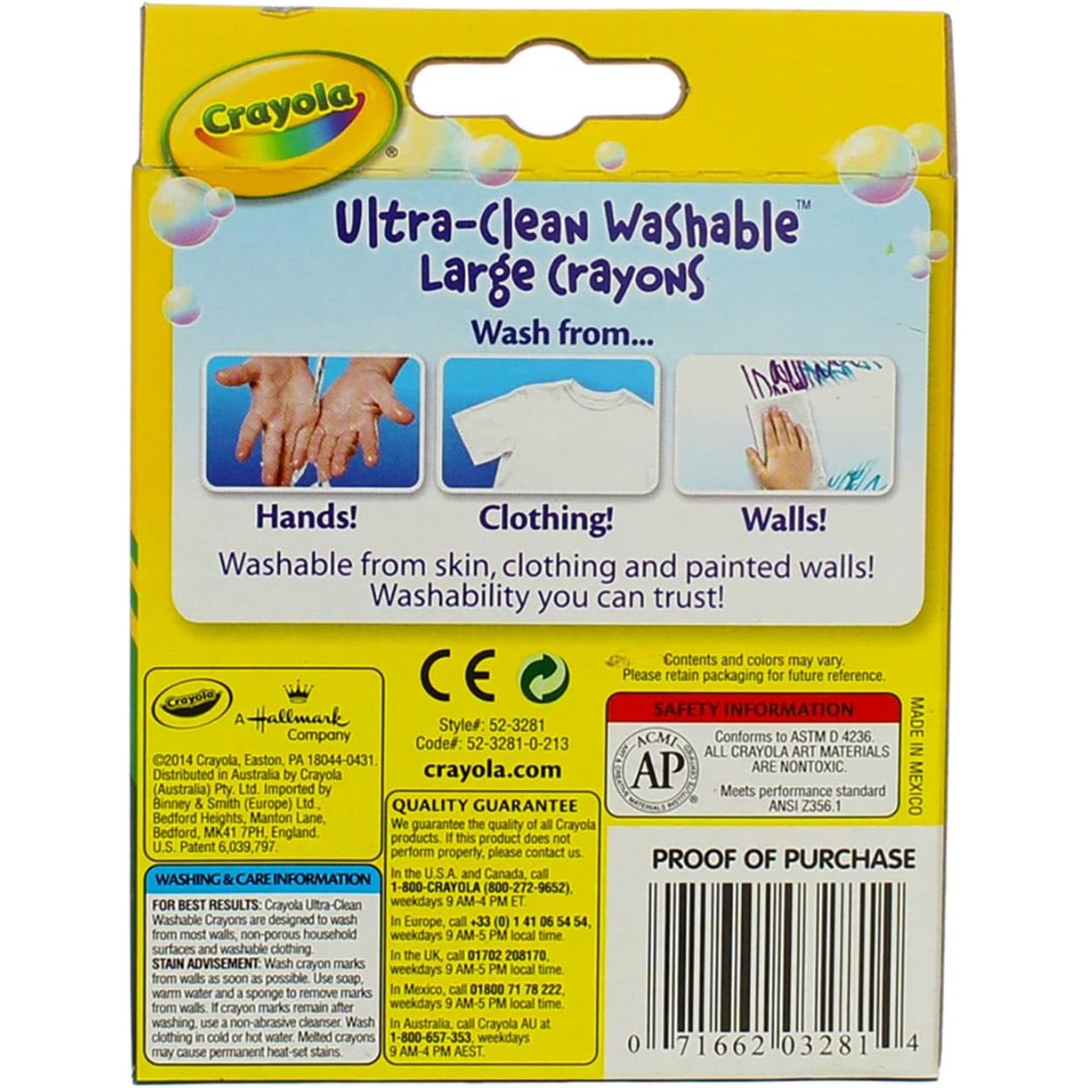 Crayola UltraClean Crayons Large Washable 16ct 52-3281 thumbnail
