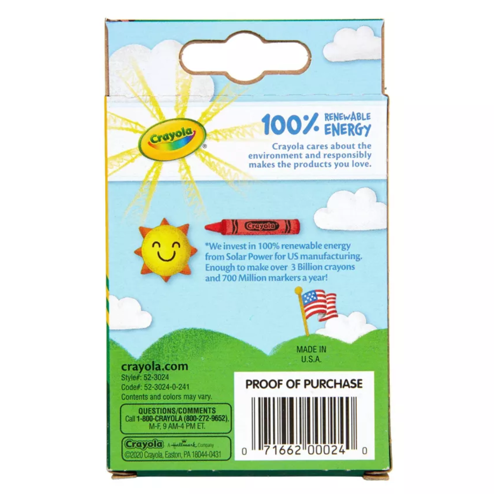 Crayola Classic Color Crayons Peggable Retail Pack 24 Colors  52-3024 thumbnail