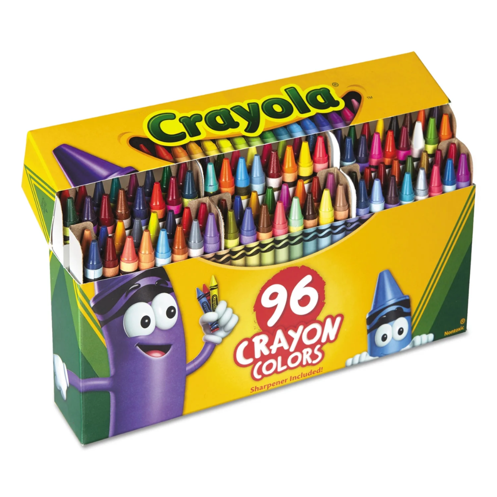 Crayola Crayons Art 96 ct Long-Lasting Colours Built-in Sharpener. This Crayola Crayon box offers a world of colorful creativity, featuring 96 vivid shades in signature Crayola colors. 52-0096 thumbnail