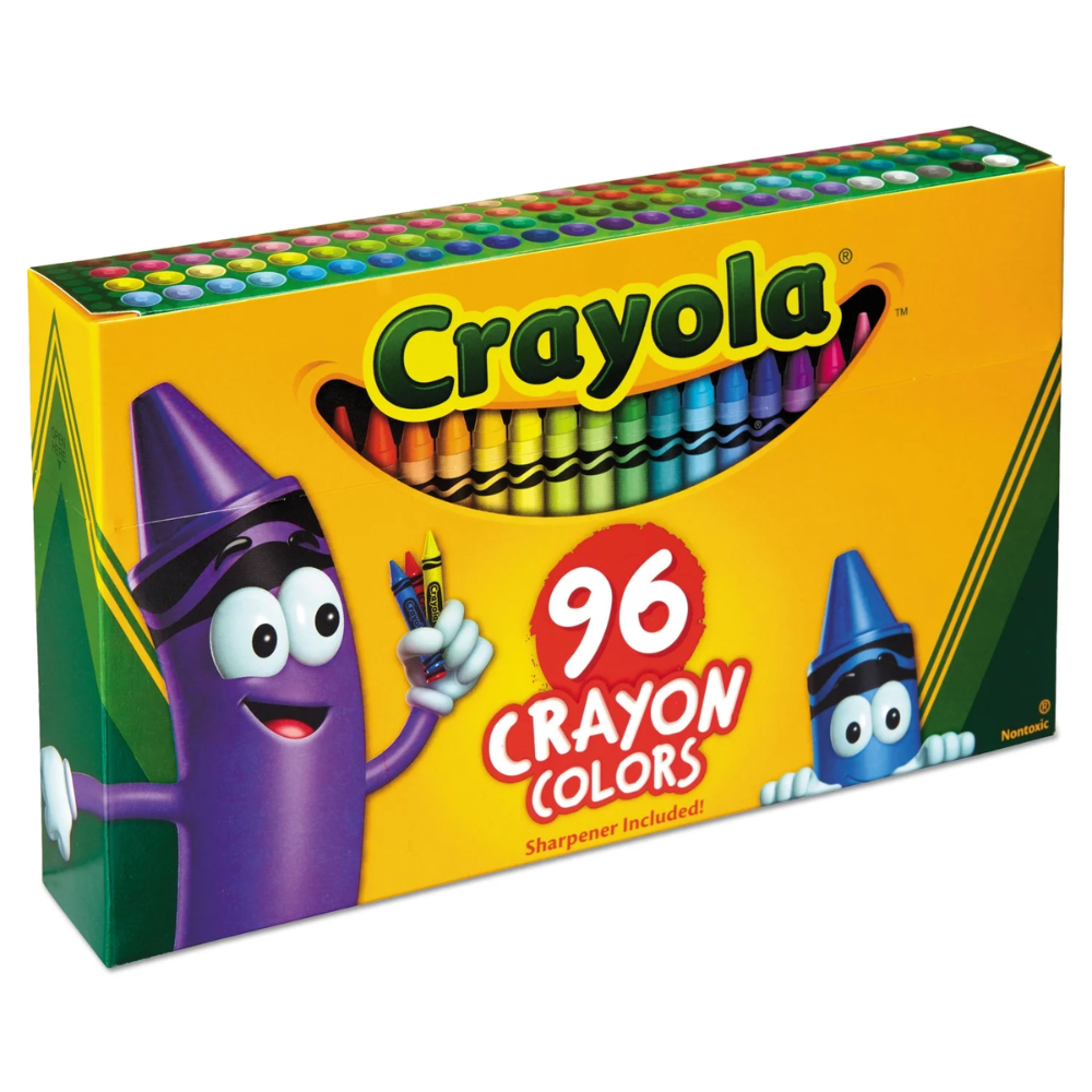 Crayola Crayons Art 96 ct Long-Lasting Colours Built-in Sharpener. This Crayola Crayon box offers a world of colorful creativity, featuring 96 vivid shades in signature Crayola colors. 52-0096 thumbnail