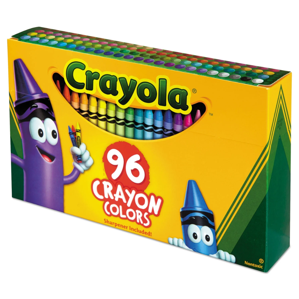 Crayola Crayons Art 96 ct Long-Lasting Colours Built-in Sharpener. This Crayola Crayon box offers a world of colorful creativity, featuring 96 vivid shades in signature Crayola colors. 52-0096 thumbnail