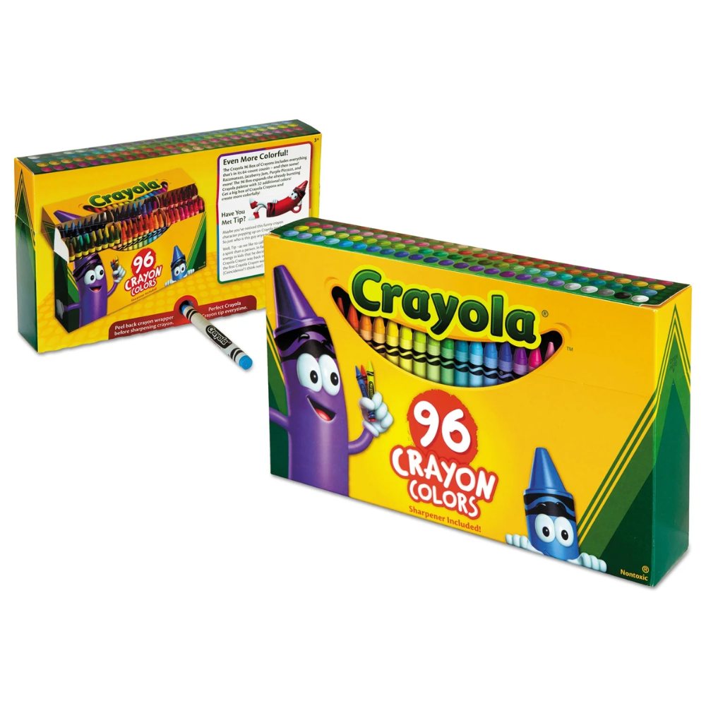 Crayola Crayons Art 96 ct Long-Lasting Colours Built-in Sharpener. This Crayola Crayon box offers a world of colorful creativity, featuring 96 vivid shades in signature Crayola colors. 52-0096 thumbnail