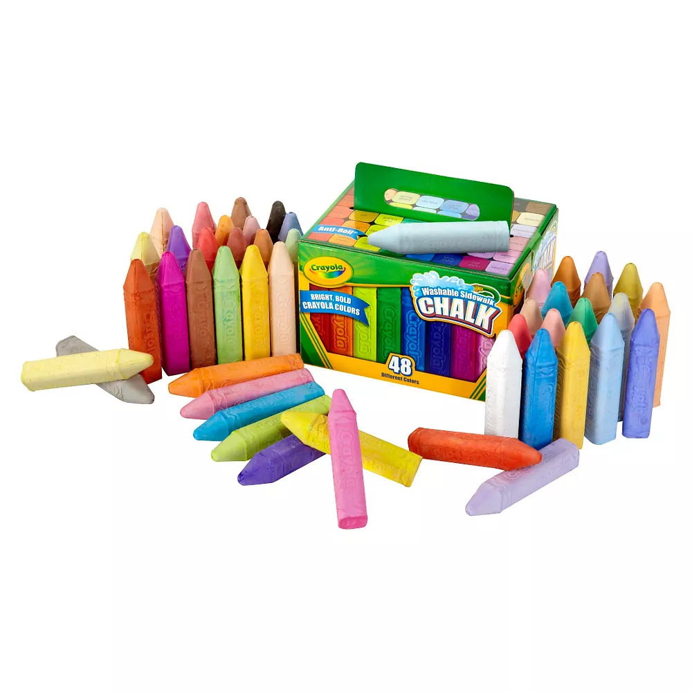 New Crayola Washable Sidewalk Chalk 48 Different Bright Bold Colors Unleash your creativity with Crayola sidewalk chalk—bold, colorful designs that rinse away easily without a trace. 51-2048 thumbnail