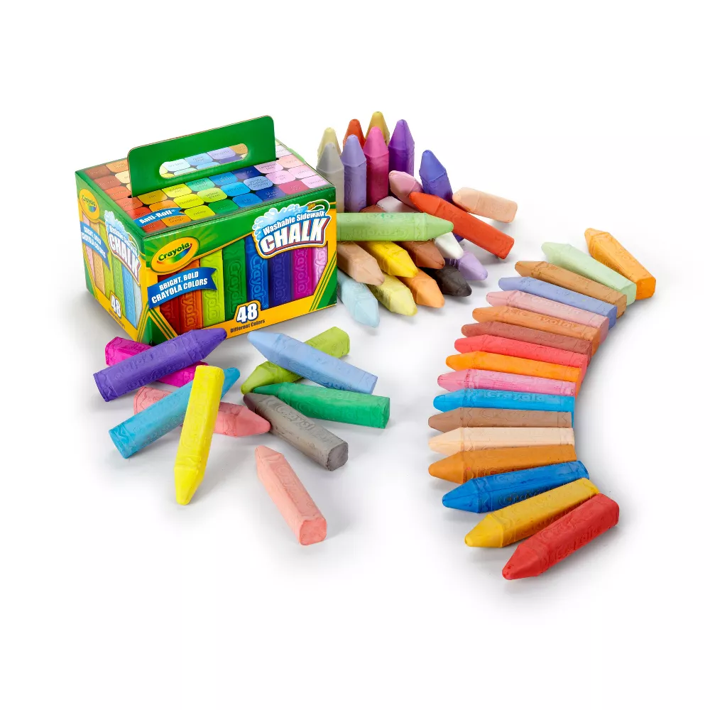New Crayola Washable Sidewalk Chalk 48 Different Bright Bold Colors Unleash your creativity with Crayola sidewalk chalk—bold, colorful designs that rinse away easily without a trace. 51-2048 thumbnail