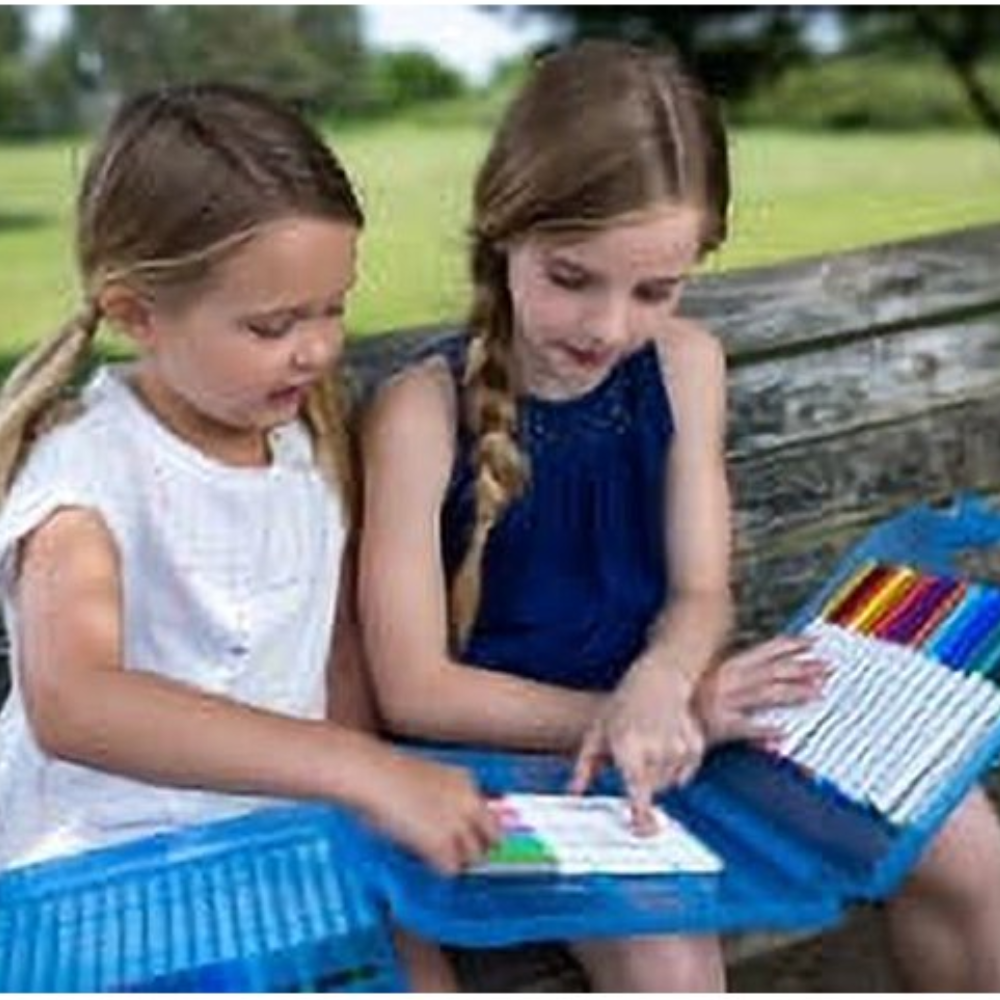 Crayola Super Tips Washable Markers and Paper Set 65 Piece Art Kit. This set features 25 washable super tip markers in a range of vibrant colors, ideal for crafting bold and beautiful artwork without the concern of stubborn stains. 04-5226 thumbnail