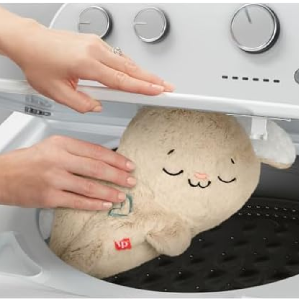 Fisher-Price Baby Sound Machine Soothe & Settle Bunny Portable Plush Toy. A cuddly plush bunny sound machine featuring gentle head-nodding motion, soothing music, calming sounds, and a soft glow to help comfort and relax your baby. HXG97 thumbnail