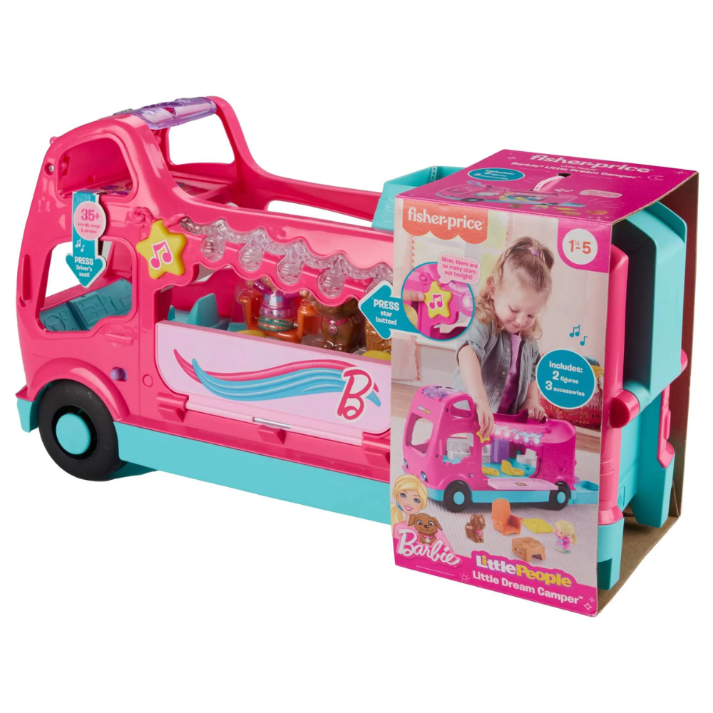 Fisher-Price Little People Toddler Toy Barbie Little Dreamcamper RV Playset thumbnail