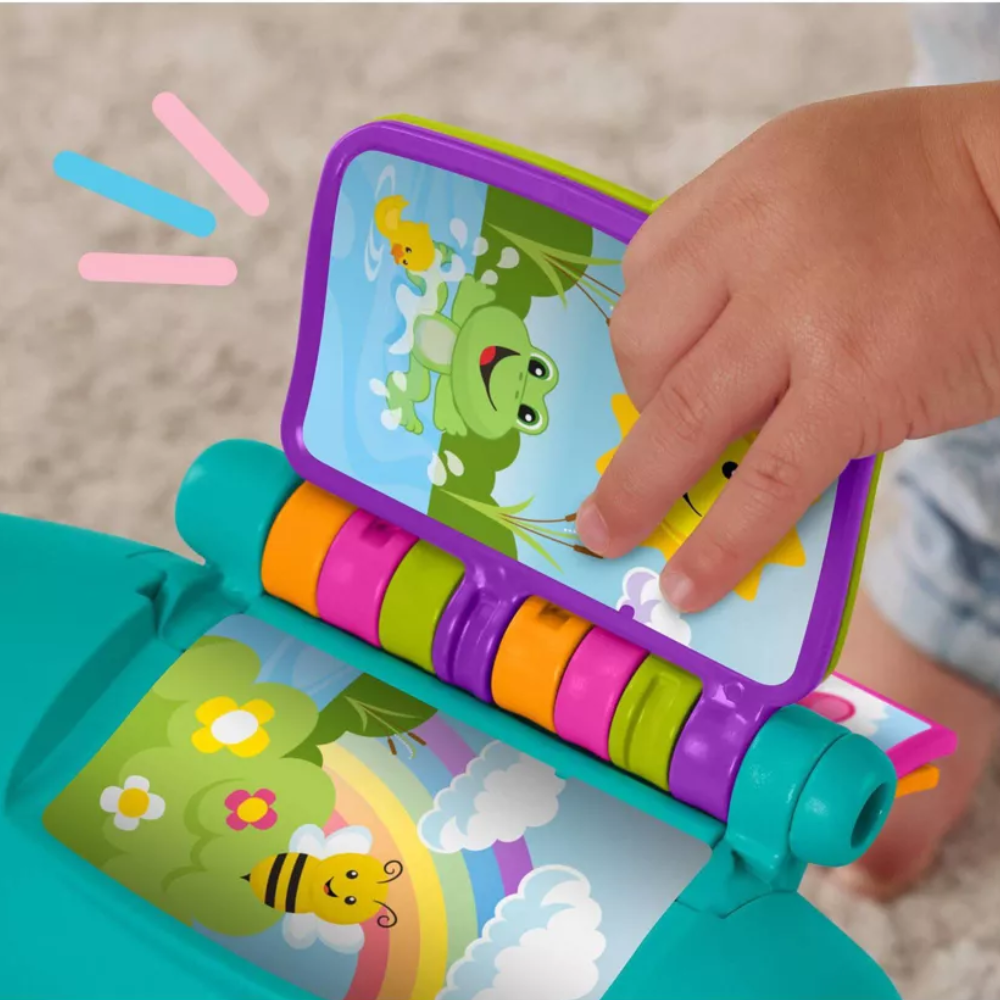 Fisher-Price Laugh & Learn Toddler Learning Toy Smart Stages Chair Teal. The bright colors and playful lights grab toddlers' attention, encouraging sensory exploration and active engagement with the toy. HTW90 thumbnail