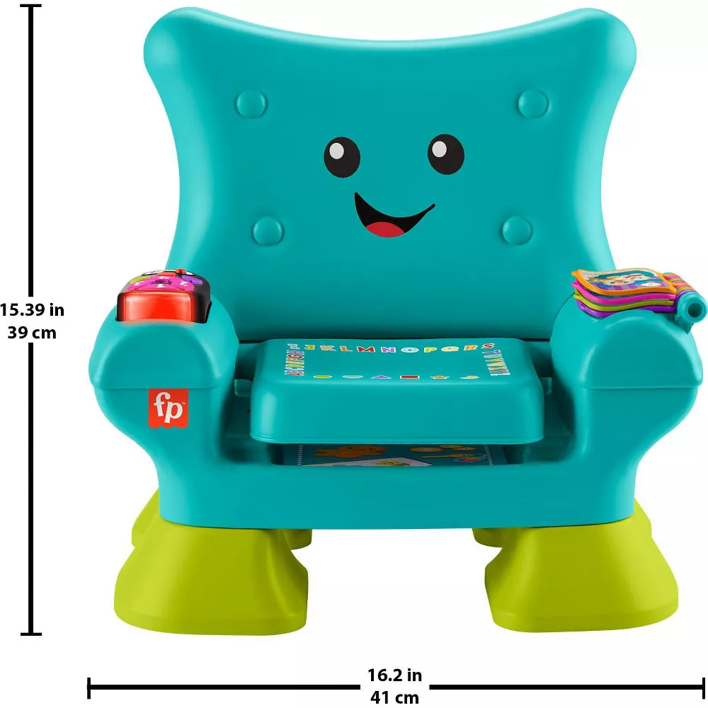 Fisher-Price Laugh & Learn Toddler Learning Toy Smart Stages Chair Teal. The bright colors and playful lights grab toddlers' attention, encouraging sensory exploration and active engagement with the toy. HTW90 thumbnail
