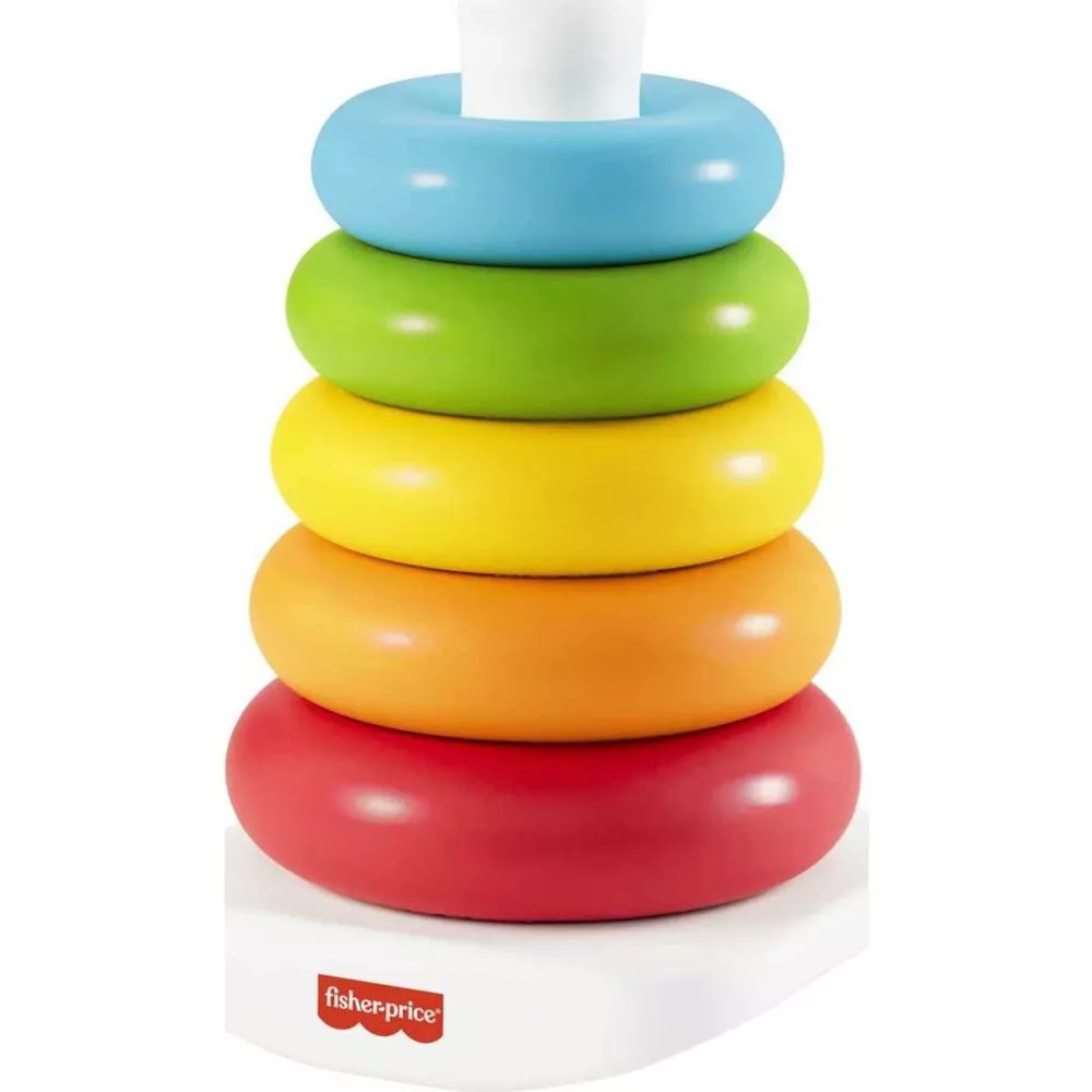 Fisher-Price Rock-a-Stack Ring Stacking Toy for Infants, Made with Plant-Based Materials. The stacking rings are designed to support fine motor development and hand-eye coordination, turning playtime into a valuable learning experience. GRF09 thumbnail