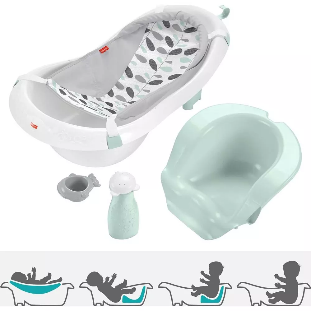 Fisher-Price Baby to Toddler Bath 4-in-1 Sling ‘n Seat Tub Climbing Leaves. This baby bathtub features four adjustable stages designed to grow with your child, from newborn to toddler, and handle every splashy moment along the way. GPW85 thumbnail