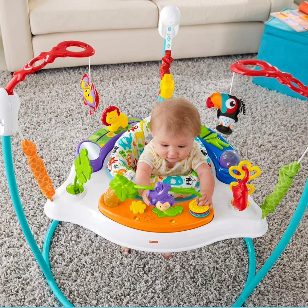 Fisher-Price Animal Activity Jumperoo With Music, Lights & Sounds Equipped with a variety of toys and interactive elements, it helps nurture your baby’s motor skills and cognitive abilities during play. FFJ00 thumbnail