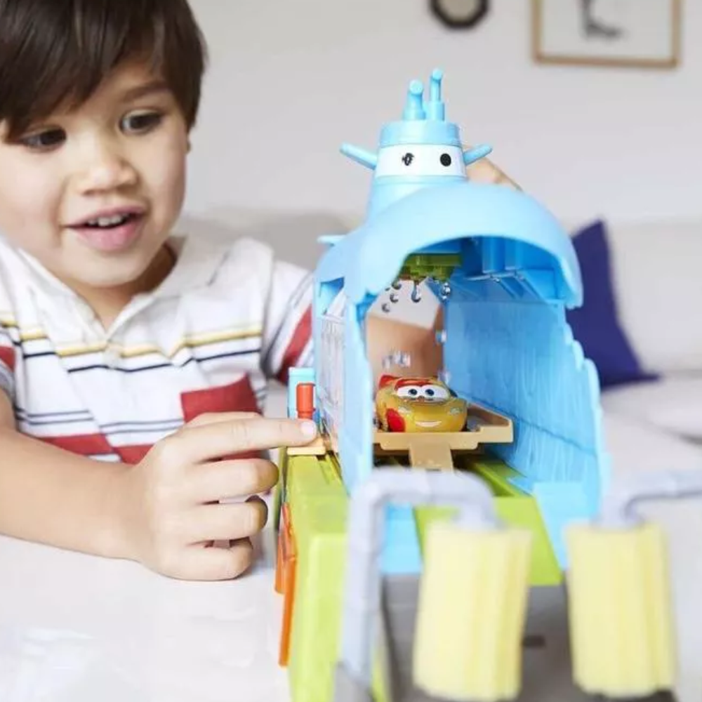 Disney and Pixar Cars Submarine Car Wash Playset with Color-Change Lightning McQueen Toy Car. Elevate playtime with the Disney and Pixar Cars Color-Changing Submarine Car Wash Playset. HGV70 thumbnail