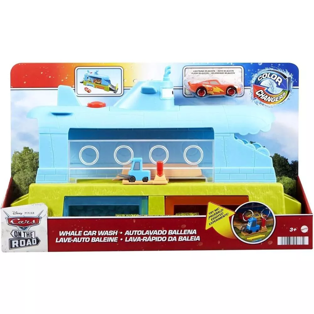 Disney and Pixar Cars Submarine Car Wash Playset with Color-Change Lightning McQueen Toy Car. Elevate playtime with the Disney and Pixar Cars Color-Changing Submarine Car Wash Playset. HGV70 thumbnail