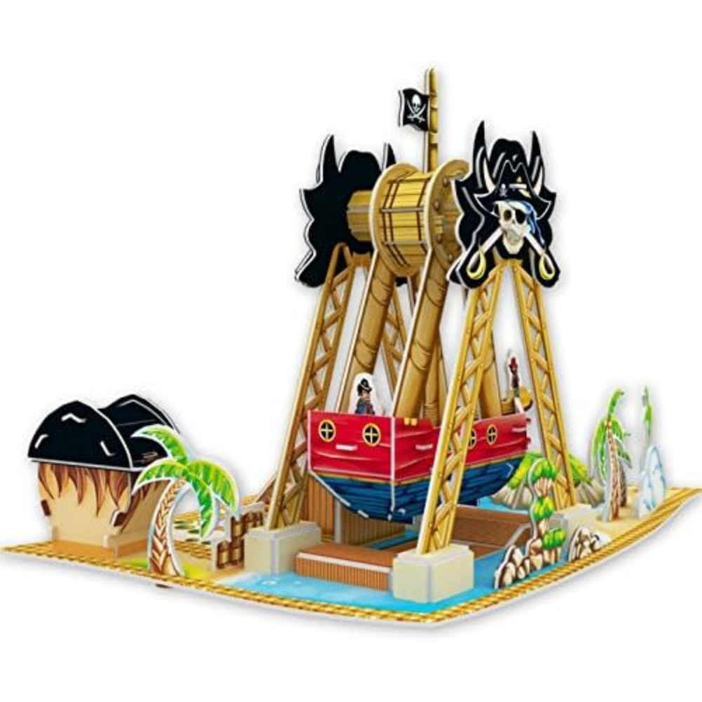 Big Daddy's 3-D Puzzle Building Set, Fun Amusement Park Series, Create A Pirate Ship Thriller Ride. This set includes over 86 sturdy cardboard components, allowing for a mess-free and safe building experience. C863702 thumbnail