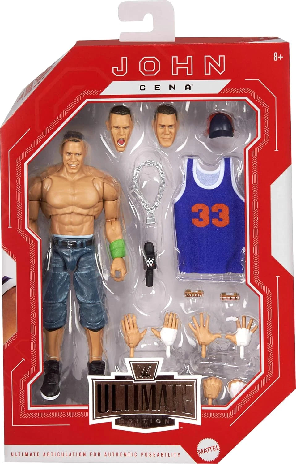 WWE Ultimate Edition John Cena Action Figure with Signature Wrestling Attire, Fully Poseable Limbs, Accessories and Collector-Quality Design for Kids and Fans